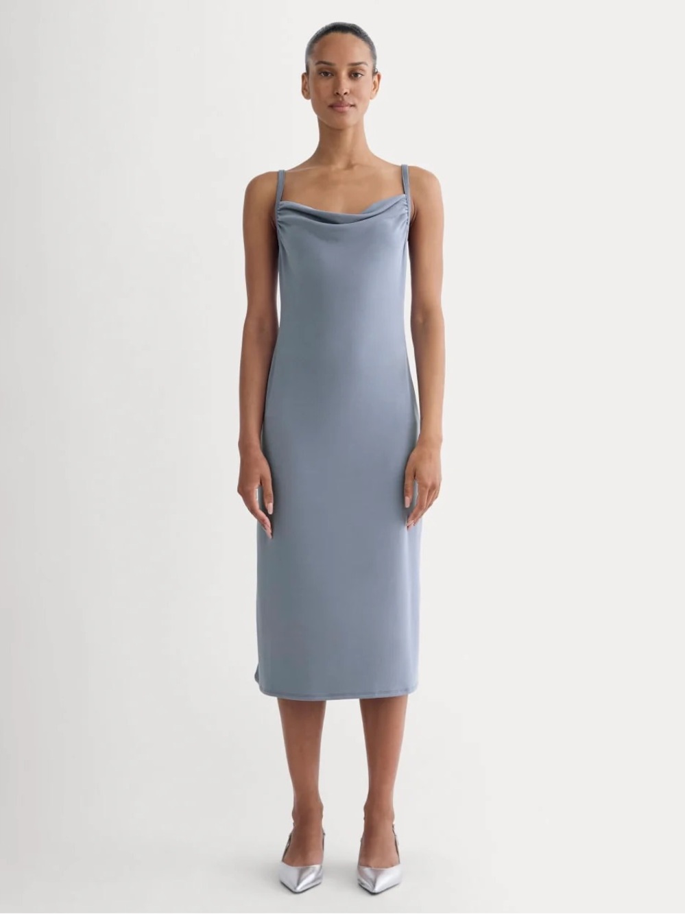 Everlane butterknit tank Cowl Midi Dress - Steel Blue L